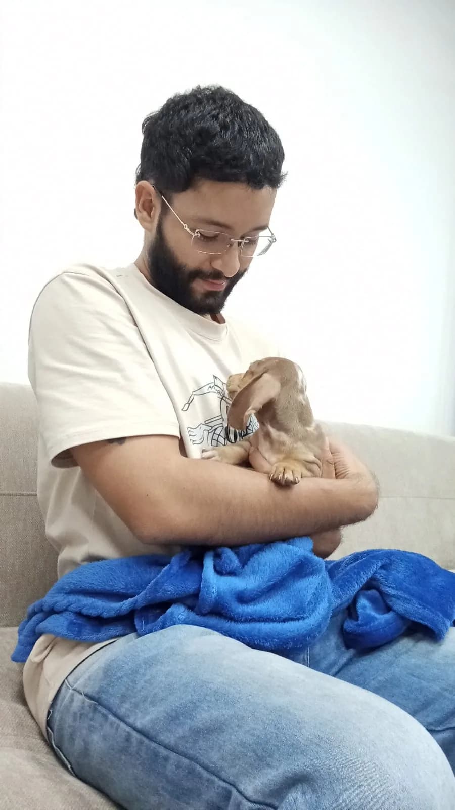 Familia feliz con su Dachshund — Carolina y Felipe - Bogota