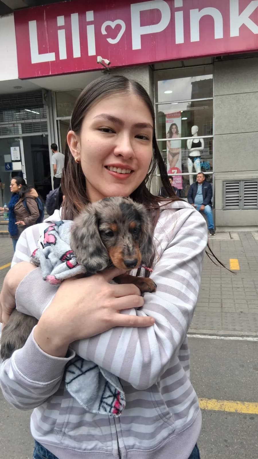Familia feliz con su Dachshund — Familia Munoz - Pasto